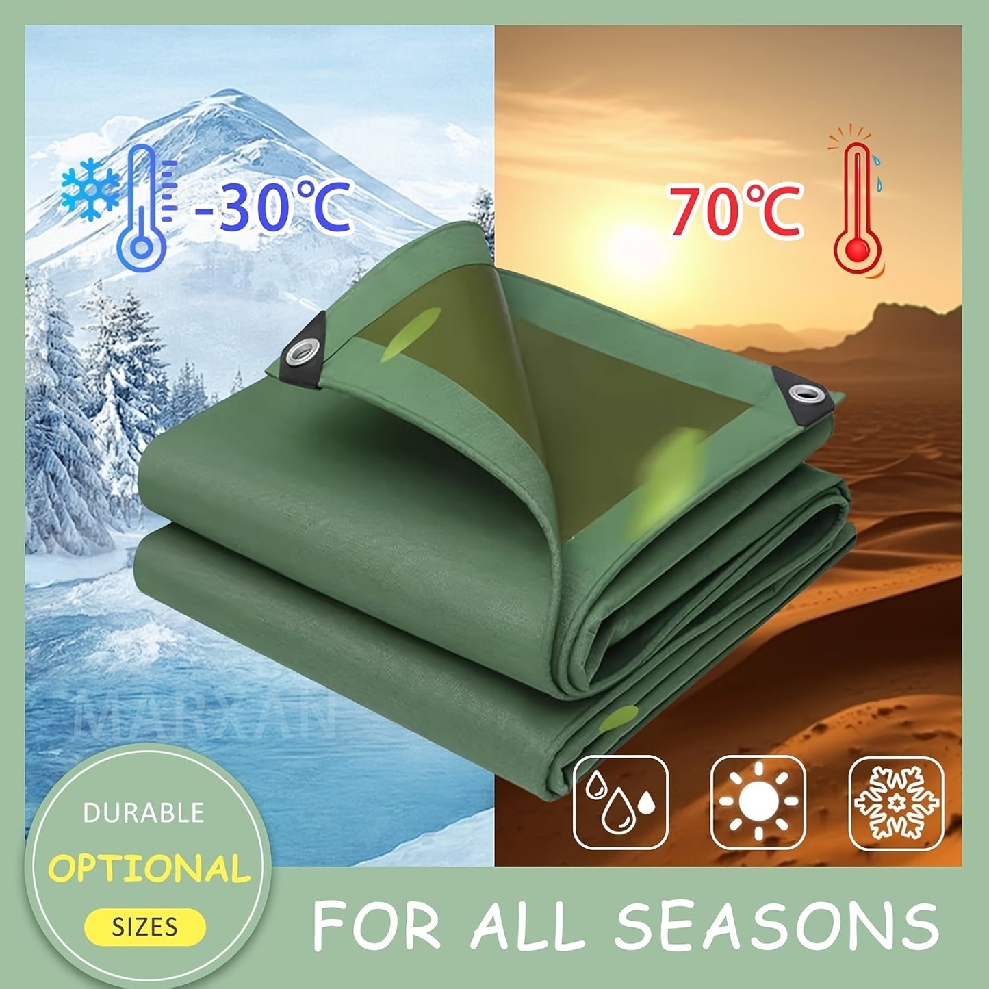 Heavy Duty Waterproof Canvas Tarp Tarpaulin Sun Blocked Dustproof Army 4 Size: 2X3M, 3X3M, 3X4M, 4X6M, 10M Rope Free Bonus