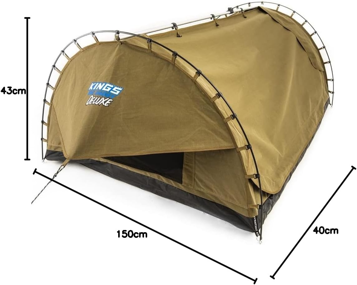 Kings Double Swag Portable Camping Dome Tent 2.1 x 1.5 m Height 1 m + Polyester Bag 150 x 43 x 40 cm for Swag Water and dust Resistant