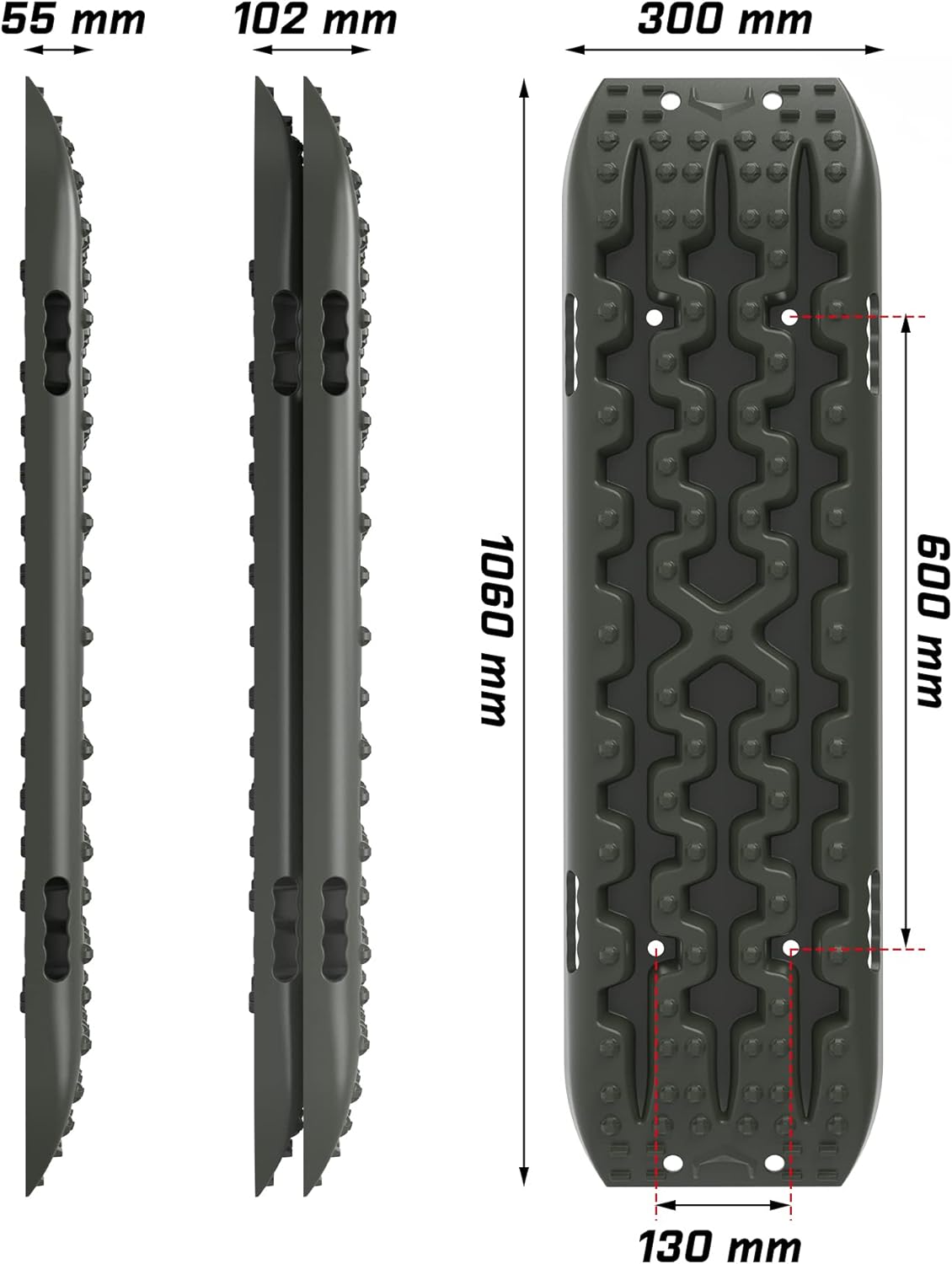 X-Bull Recovery Tracks and Winch Accessories Kit 15Pcs 4x4 Off-Road Recovery Kit for Recover Automotive Stuck in Mud/Snow/Sand Olive Green