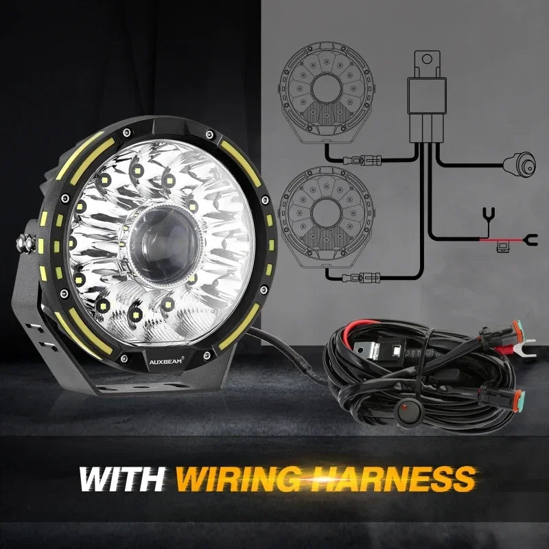7 Inch/9 Inch Round LED Spot Light with Harness for 4x4 Offroad