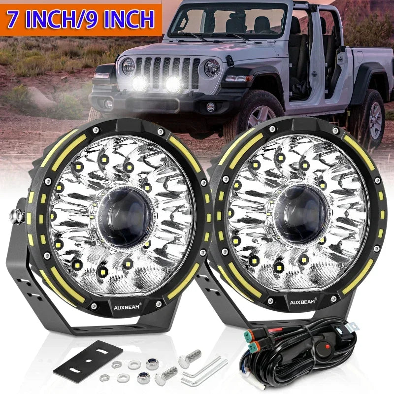 7 Inch/9 Inch Round LED Spot Light with Harness for 4x4 Offroad