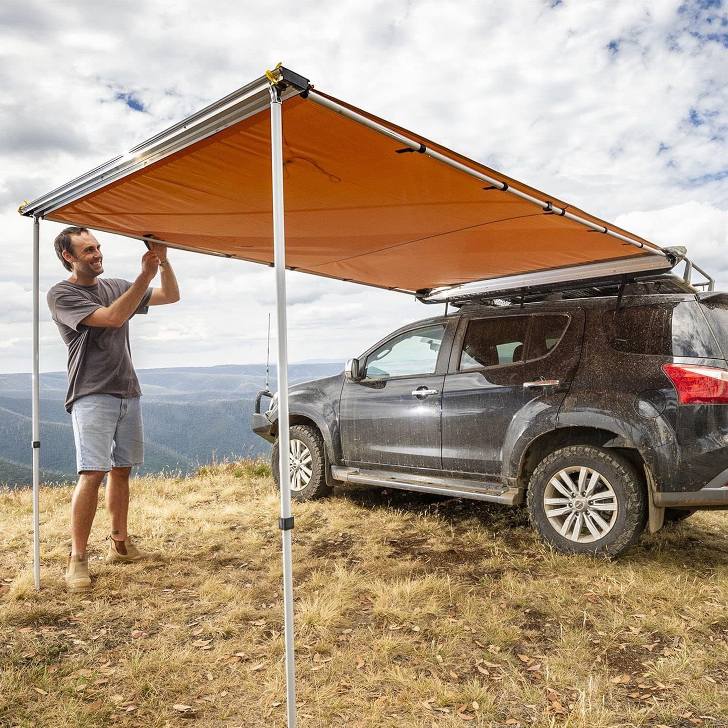 Kings 2x3m Side Awning Waterproof + Sand Bags 4WD Camping SUV Van UTE Car Shade