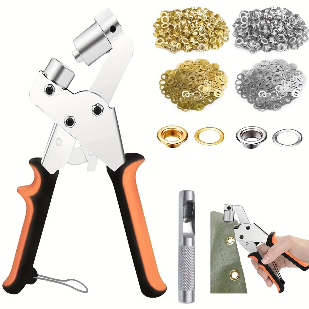 Complete Eyelet Punch Set with 200pcs 10mm Rings