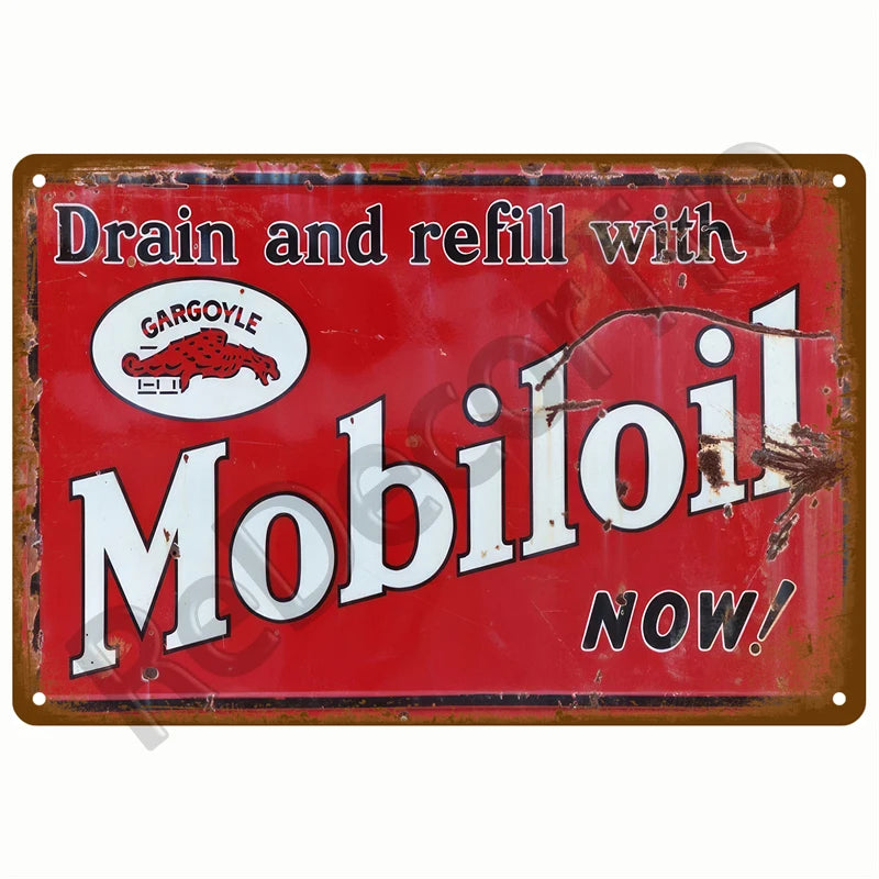 Retro Motor Oil Gas Tyre Racing Tin Sign Poster Iron Plates Metal Sign Garage Bar Pub Club Man Cave Home Decor Wall Decor Art