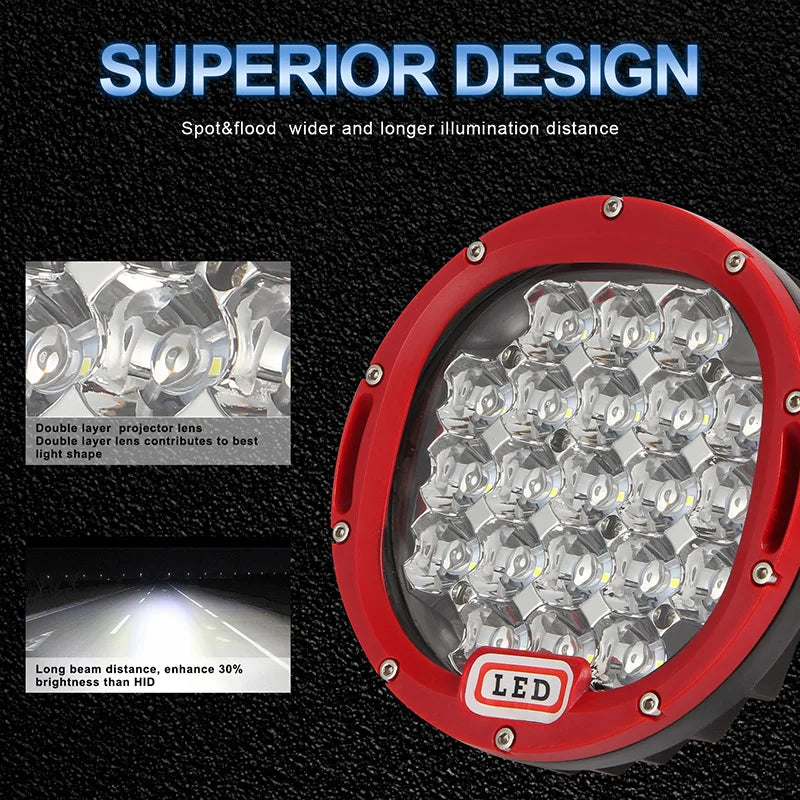 1PC 7 Inch Round LED Off Road Lights 105W with Mounting Bracket