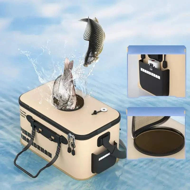 Foldable Live Fish Bucket Live Bait Bucket for camping