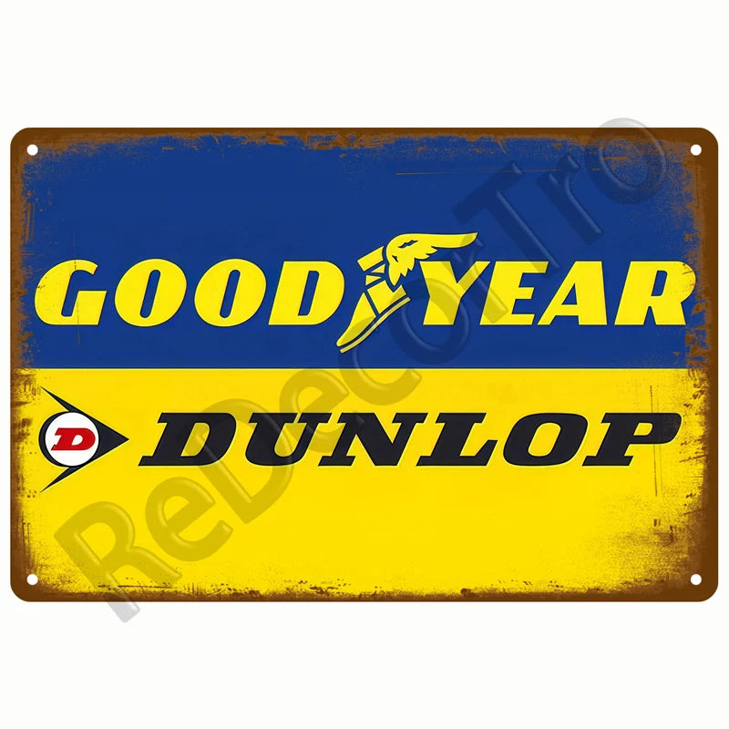 Retro Motor Oil Gas Tyre Racing Tin Sign Poster Iron Plates Metal Sign Garage Bar Pub Club Man Cave Home Decor Wall Decor Art