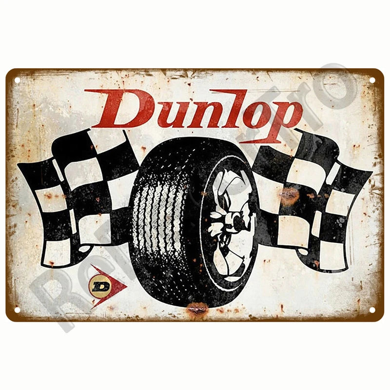 Retro Motor Oil Gas Tyre Racing Tin Sign Poster Iron Plates Metal Sign Garage Bar Pub Club Man Cave Home Decor Wall Decor Art