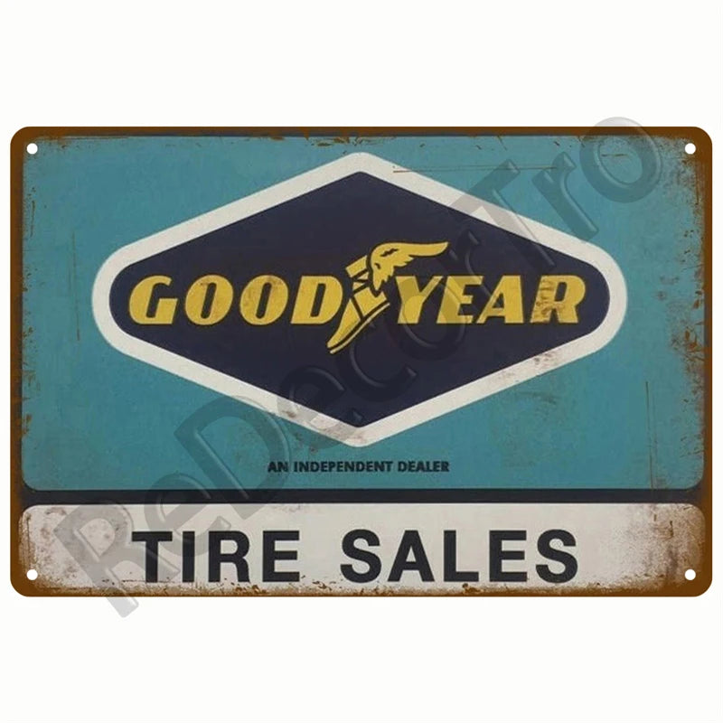 Retro Motor Oil Gas Tyre Racing Tin Sign Poster Iron Plates Metal Sign Garage Bar Pub Club Man Cave Home Decor Wall Decor Art