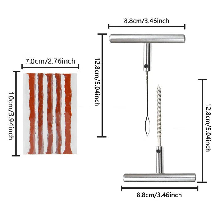 Emergency Tyre Repair Kit 2-Piece Tyre Repairing Tool Set with T-Handle Plug, Tire Repair Kit