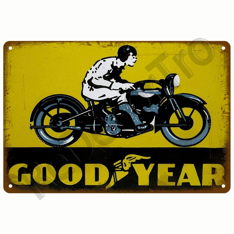 Retro Motor Oil Gas Tyre Racing Tin Sign Poster Iron Plates Metal Sign Garage Bar Pub Club Man Cave Home Decor Wall Decor Art