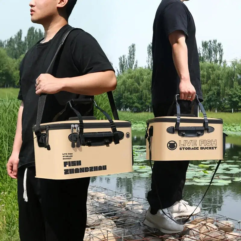 Foldable Live Fish Bucket Live Bait Bucket for camping