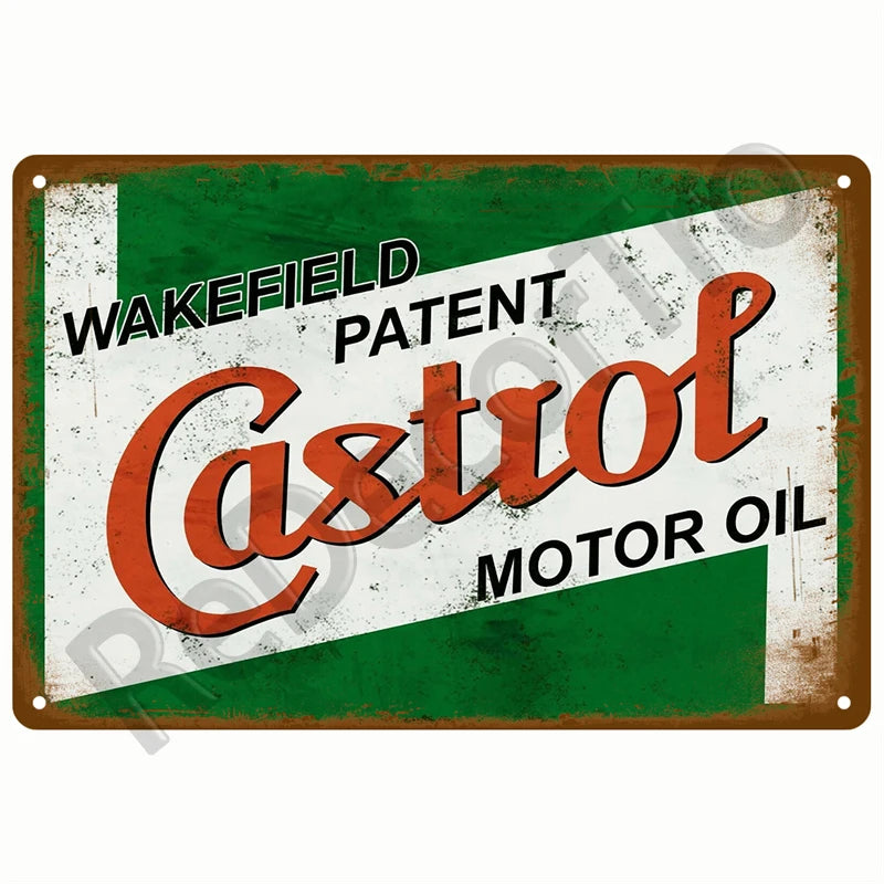 Retro Motor Oil Gas Tyre Racing Tin Sign Poster Iron Plates Metal Sign Garage Bar Pub Club Man Cave Home Decor Wall Decor Art