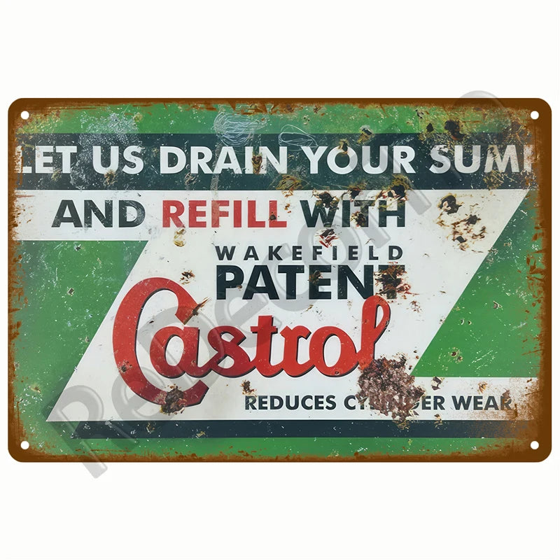 Retro Motor Oil Gas Tyre Racing Tin Sign Poster Iron Plates Metal Sign Garage Bar Pub Club Man Cave Home Decor Wall Decor Art