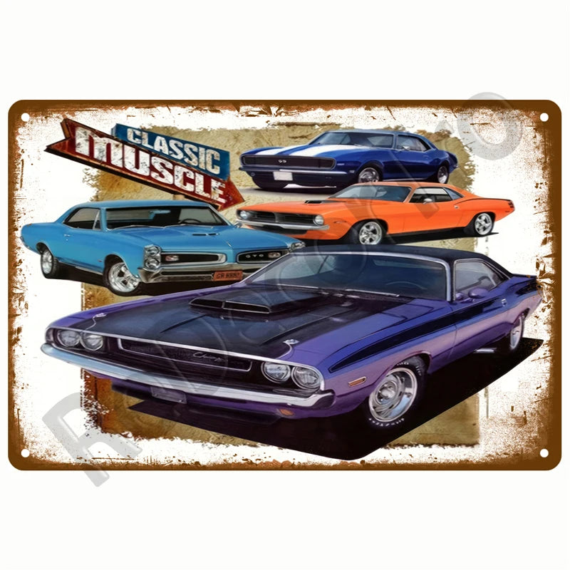 Retro Motor Oil Gas Tyre Racing Tin Sign Poster Iron Plates Metal Sign Garage Bar Pub Club Man Cave Home Decor Wall Decor Art