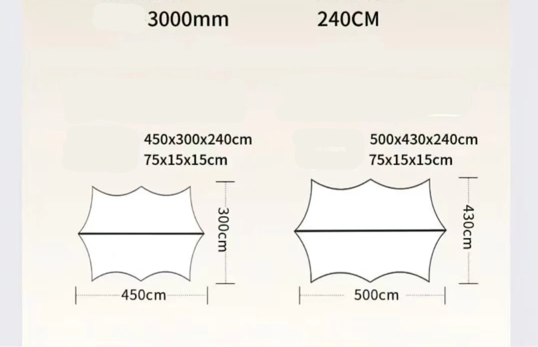 Portable camping waterproof sunshade shelter kit