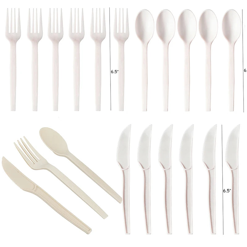 10PCS Compostable Cutlery Disposable Eco Friendly