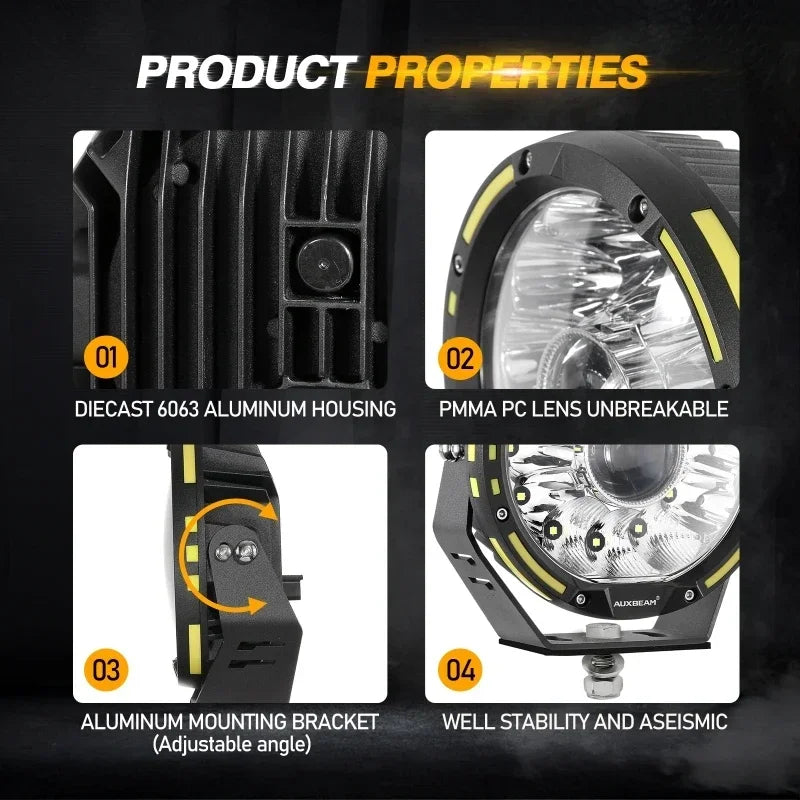 7 Inch/9 Inch Round LED Spot Light with Harness for 4x4 Offroad