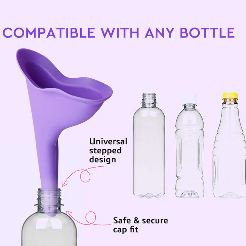 Purple funnel compatible with bottles on a purple background