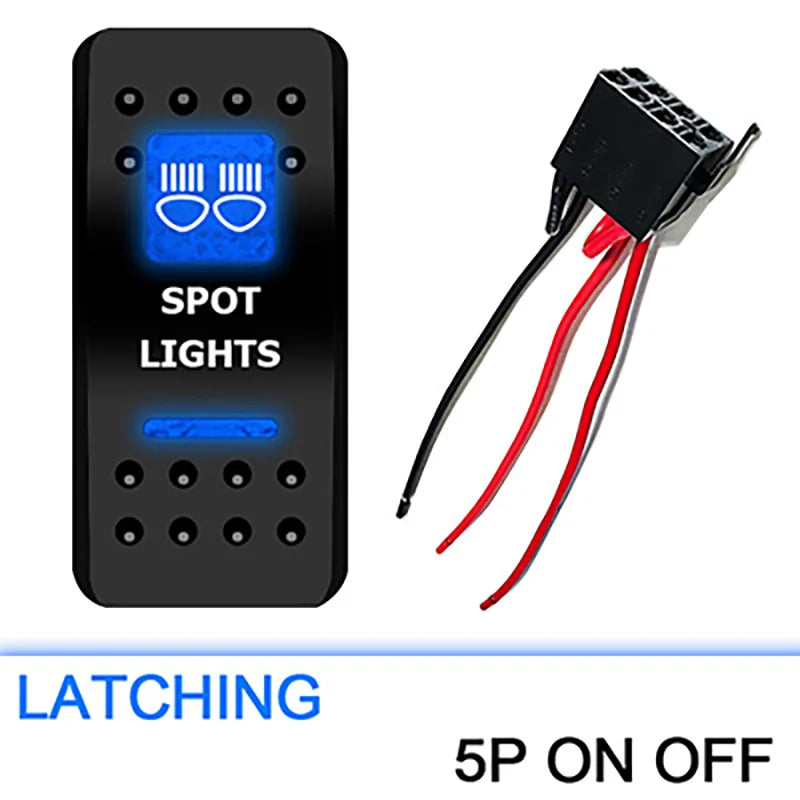 Spotlights switch with wiring harness on a white background