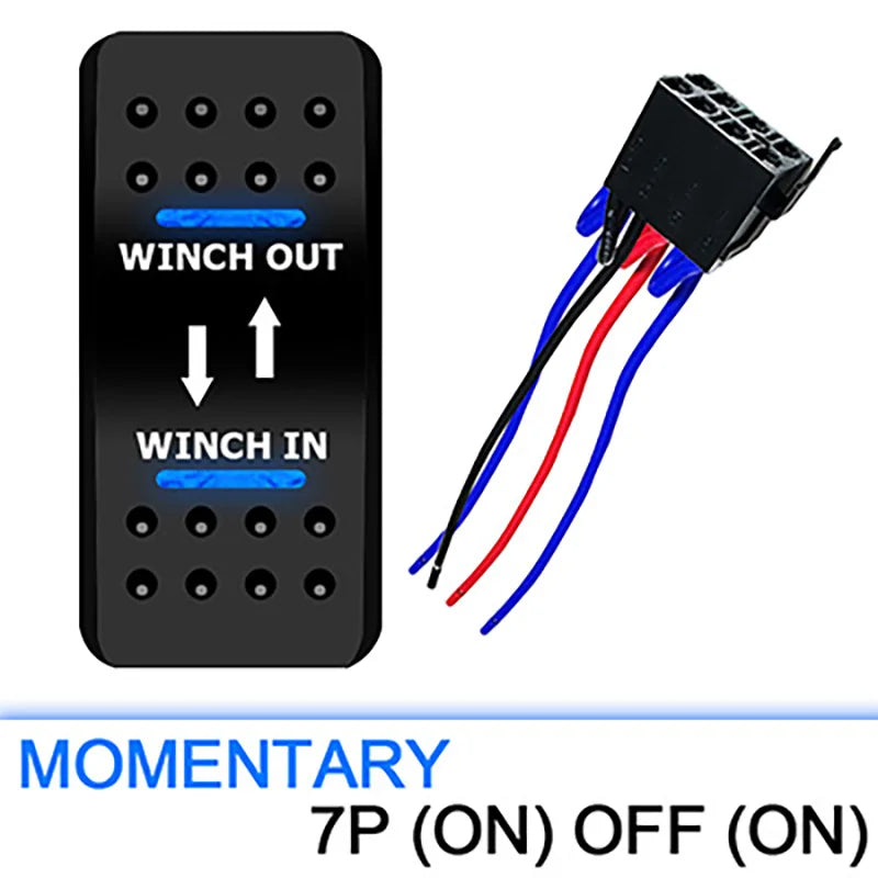 Winch control switch with wiring diagram on a white background