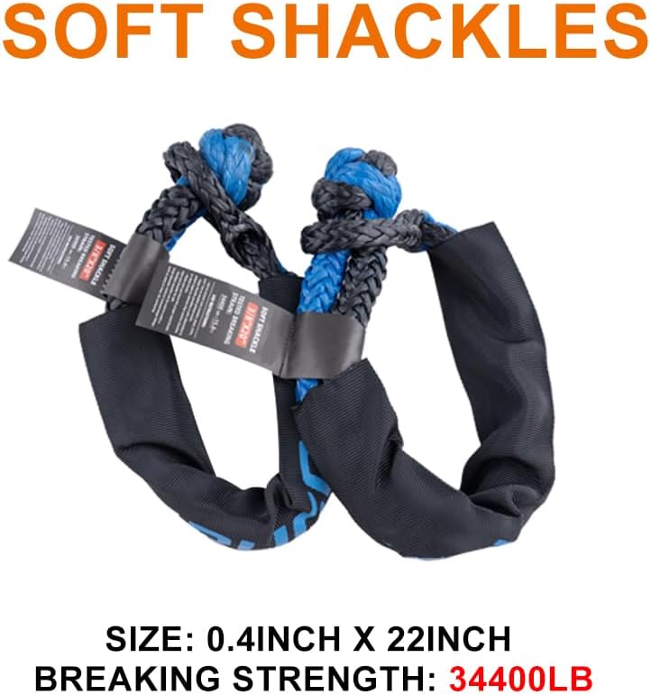 RUGCEL Kinetic Recovery Rope kit (30,360 lbs) Heavy-Duty Gloves, Soft Shackle, Snatch Block, Suitable for ATV, UTV Trucks,Car