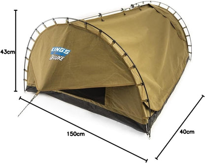 Kings Double Swag Portable Camping Dome Tent 2.1 x 1.5 m Height 1 m + Polyester Bag 150 x 43 x 40 cm for Swag Water and dust Resistant
