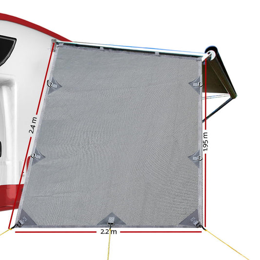 Caravan Privacy End Wall Screen 1.95 x 2.2M Sun Shade   Grey