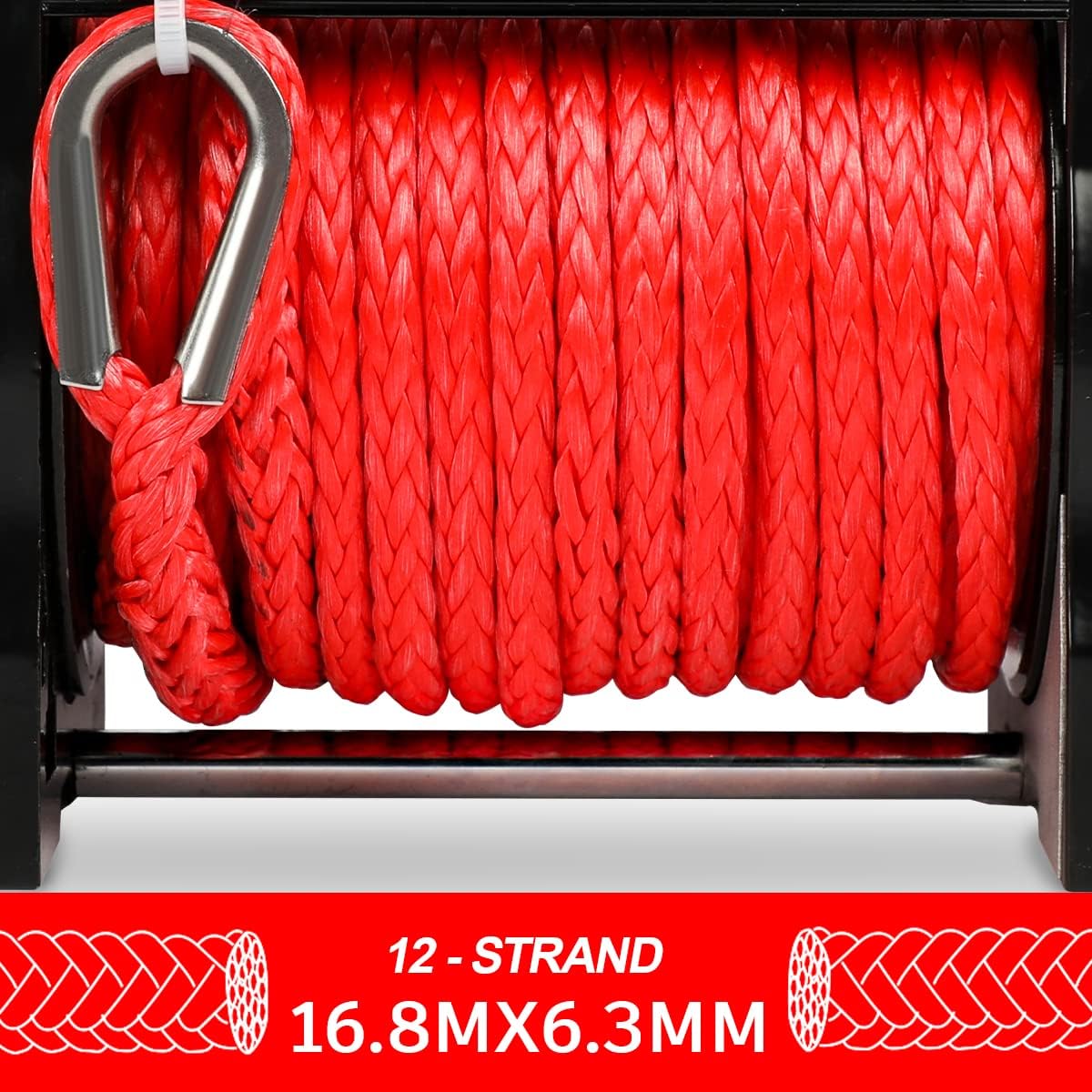 Xbull X-Bull Boat ATV Winch 6000LBS/2721KG Pulley Block with Hook 12V Electric Synthetic Rope 6.3mm x 16.8m Wireless Remote UTV Car 4x4 4wd Automotive Accessories