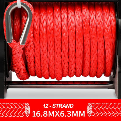 Xbull X-Bull Boat ATV Winch 6000LBS/2721KG Pulley Block with Hook 12V Electric Synthetic Rope 6.3mm x 16.8m Wireless Remote UTV Car 4x4 4wd Automotive Accessories