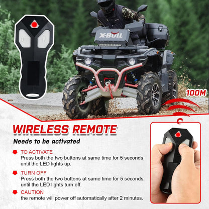 Xbull X-Bull Boat ATV Winch 6000LBS/2721KG Pulley Block with Hook 12V Electric Synthetic Rope 6.3mm x 16.8m Wireless Remote UTV Car 4x4 4wd Automotive Accessories