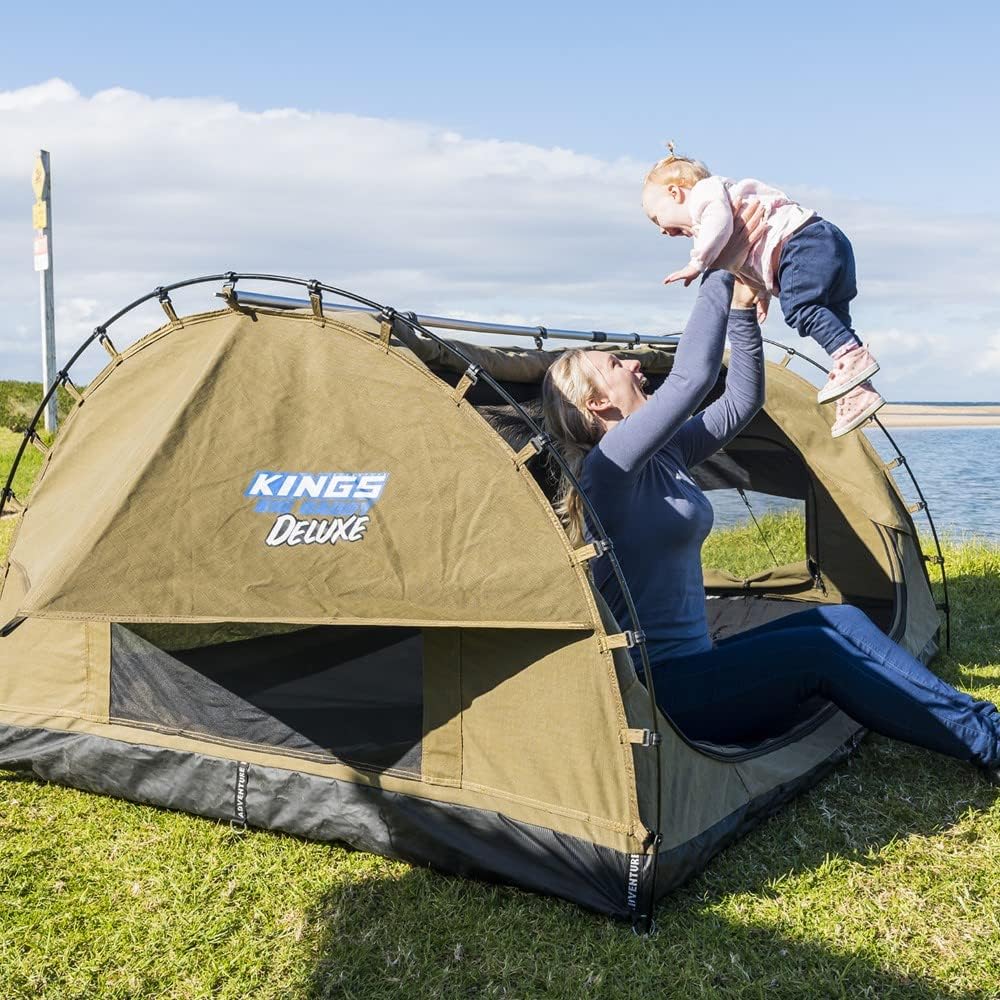 Kings Double Swag Portable Camping Dome Tent 2.1 x 1.5 m Height 1 m + Polyester Bag 150 x 43 x 40 cm for Swag Water and dust Resistant