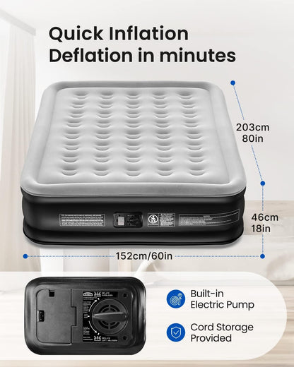Queen Size Air Mattress with Built-in Electric Pump.