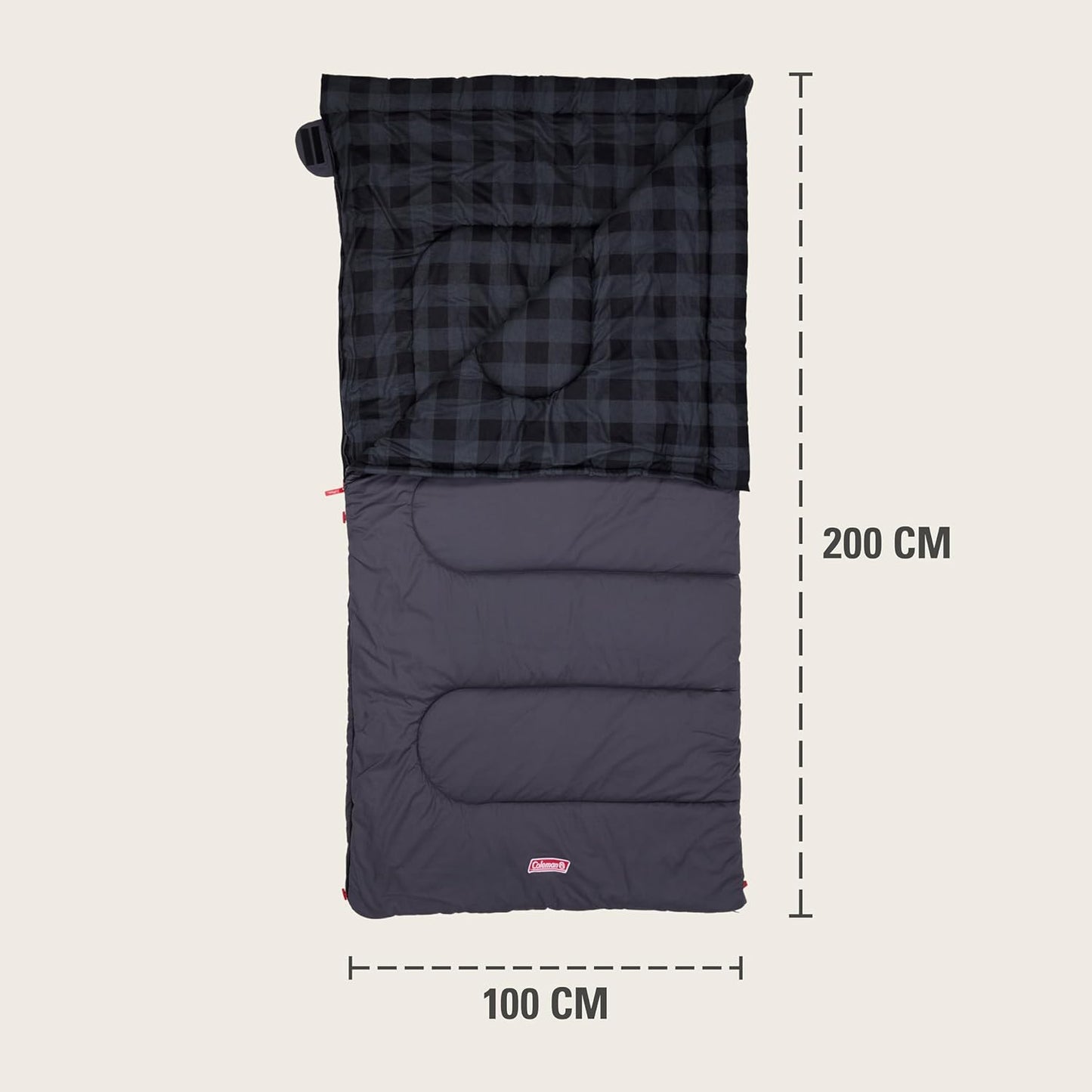 Coleman Pilbara Sleeping Bag | 225x100cm, All Weather, Polyester Fill with Extra Heat Retention, Cotton Lining & Shell, Compression Sack, Interior Pocket, Foot Zip for Temp Adjustment