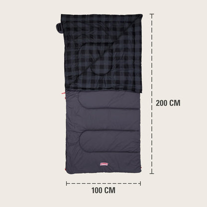 Coleman Pilbara Sleeping Bag | 225x100cm, All Weather, Polyester Fill with Extra Heat Retention, Cotton Lining & Shell, Compression Sack, Interior Pocket, Foot Zip for Temp Adjustment