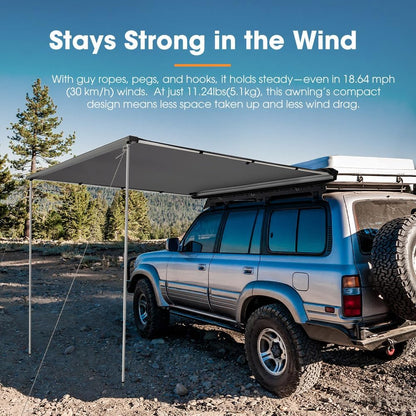 San Hima Car Side Awning 1.4x2m, EZ Setup 210D Waterproof UV Protection 2.8mÂ² Camping Car Shade, Universal Design for UTE, Van, SUV, 4x4