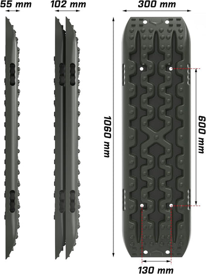 X-Bull Recovery Tracks and Winch Accessories Kit 15Pcs 4x4 Off-Road Recovery Kit for Recover Automotive Stuck in Mud/Snow/Sand Olive Green