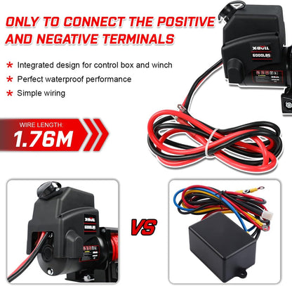 Xbull X-Bull Boat ATV Winch 6000LBS/2721KG Pulley Block with Hook 12V Electric Synthetic Rope 6.3mm x 16.8m Wireless Remote UTV Car 4x4 4wd Automotive Accessories