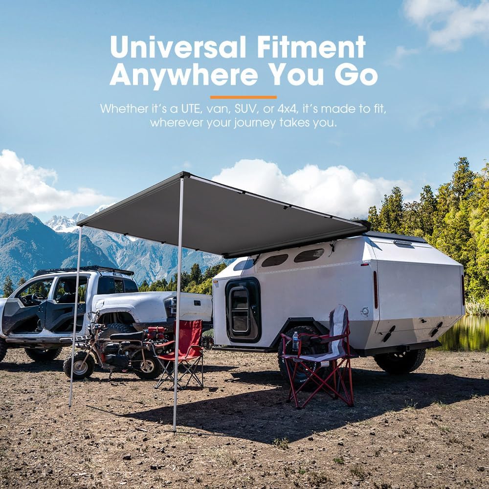 San Hima Car Side Awning 1.4x2m, EZ Setup 210D Waterproof UV Protection 2.8mÂ² Camping Car Shade, Universal Design for UTE, Van, SUV, 4x4