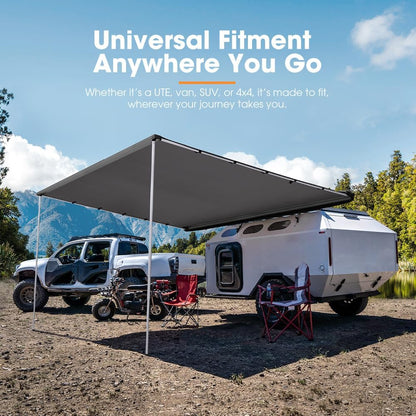 San Hima Car Side Awning 1.4x2m, EZ Setup 210D Waterproof UV Protection 2.8mÂ² Camping Car Shade, Universal Design for UTE, Van, SUV, 4x4