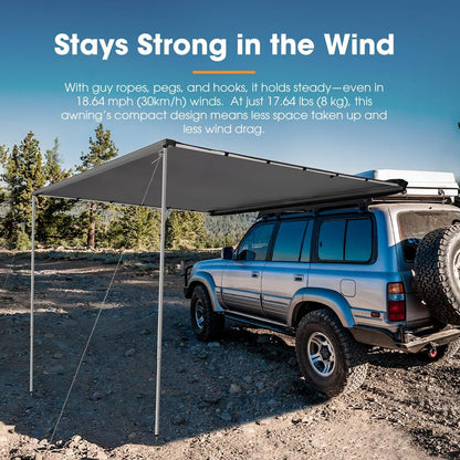 San Hima Car Side Awning 1.4x2m, EZ Setup 210D Waterproof UV Protection 2.8mÂ² Camping Car Shade, Universal Design for UTE, Van, SUV, 4x4