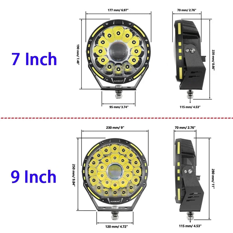 7 Inch/9 Inch Round LED Spot Light with Harness for 4x4 Offroad