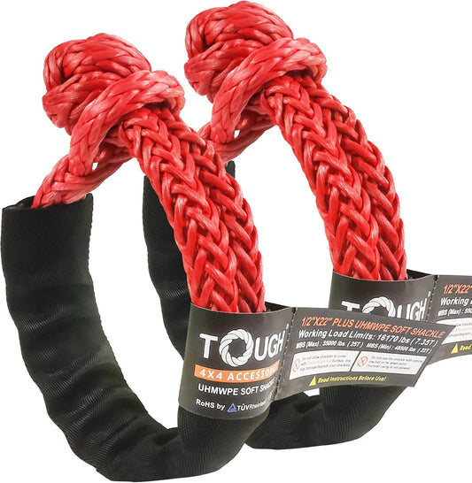 TOUGH 2 Pcs Synthetic Soft Shackle  (55,000lbs Breaking Strength)