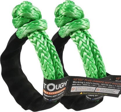 TOUGH 2 Pcs Synthetic Soft Shackle  (55,000lbs Breaking Strength)