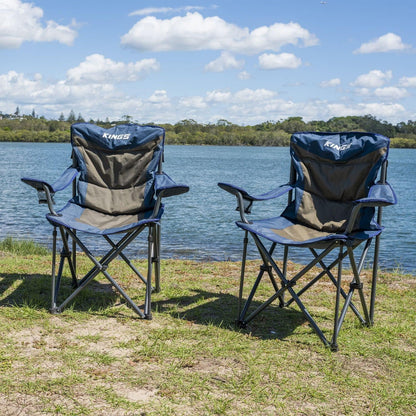 2X Adventure Kings Throne Outdoor Camping Chair 300kg Thick Padding + Carry Bag