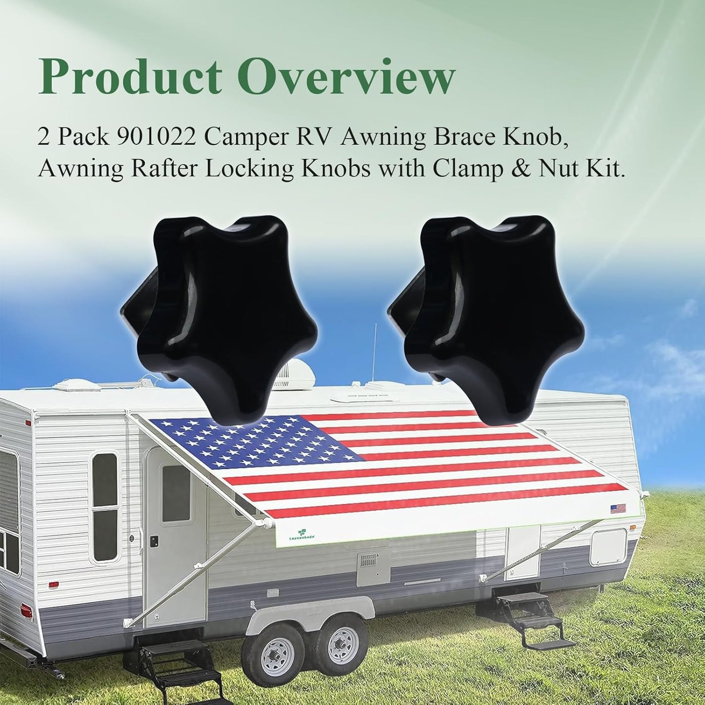 Awning Brace Knob with Clamp & Nut Kit