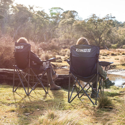 2X Adventure Kings Throne Outdoor Camping Chair 300kg Thick Padding + Carry Bag