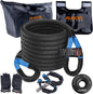RUGCEL Kinetic Recovery Rope kit (30,360 lbs) Heavy-Duty Gloves, Soft Shackle, Snatch Block, Suitable for ATV, UTV Trucks,Car