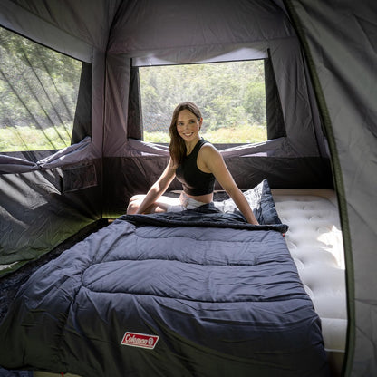 Coleman Pilbara Sleeping Bag | 225x100cm, All Weather, Polyester Fill with Extra Heat Retention, Cotton Lining & Shell, Compression Sack, Interior Pocket, Foot Zip for Temp Adjustment