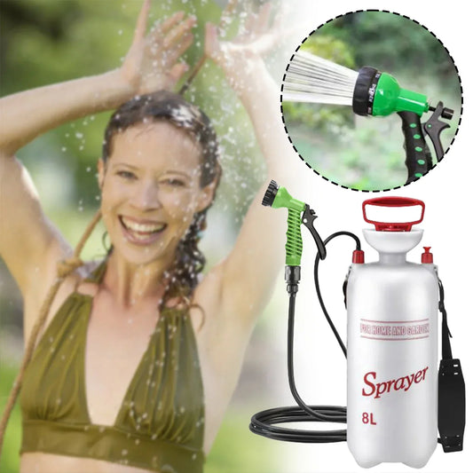 Portable Pressurised Camping Shower – 4L / 8L with 3m Hose | No Power Needed